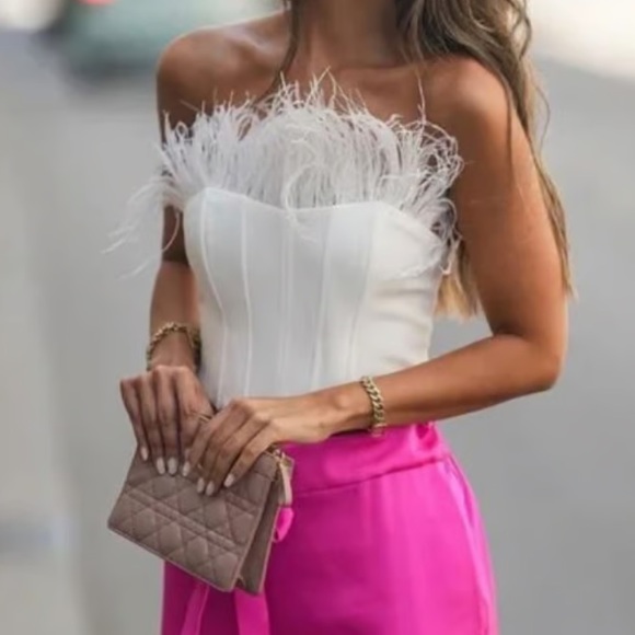 Zara | Tops | Zara Corset Feather Top 36726 | Poshmark